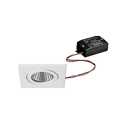 Indbygningslampe, blank, hvid  6W 680lm 3000K 20-40� 20-40� CRI 80-89