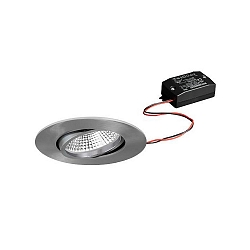 Indbygningslampe BB23 rund, svingbar, omskiftelig IP65, nikkel  7W 620lm 3000K 36� 36� CRI >80