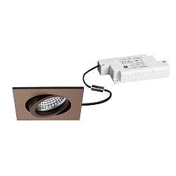 Indbygget spotlys TIRREL-S LED DIM firkantet, svingbar, mat metallisk brun d�mpbar