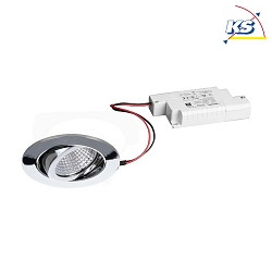 Recessed outdoor LED spot set incl. converter, IP65, round, 230V, 6W 3000K 650lm 38, swivelling 30, dimmable, chrome