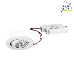 Recessed outdoor LED spot set incl. converter, IP65, round, 230V, 6W 3000K 650lm 38, swivelling 30, dimmable, white