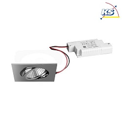 Recessed outdoor LED spot set incl. converter, IP65, square, 230V, 6W 3000K 650lm 38, swivelling 30, dimmable, chrome