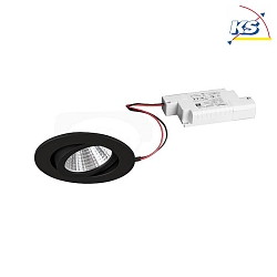 Recessed LED spot set incl. converter, IP20, round, 230V, 7W 3000K 740lm 38, swivelling 30, dimmable, black
