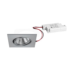 Downlight firkantet, d�mpbar IP20, aluminum mat d�mpbar
