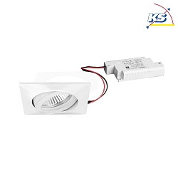 Recessed LED spot set BB14 dim2warm incl. converter, IP20, square, 230V, 6W 1800-3000K 460lm 38, swivelling 25, white