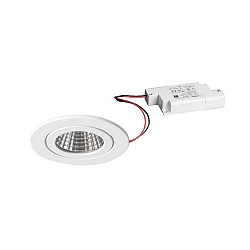 Indbygningslampe, blank, hvid  6W 680lm 3000K 20-40� 20-40� CRI 80-89
