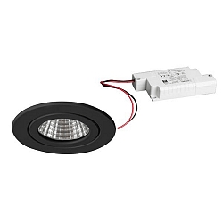 Indbygningslampe ITANSA R BB15 rund, stiv LED IP54, sort d�mpbar 6W 680lm 3000K 20-40� 20-40� CRI 80-89