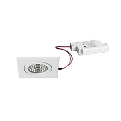 Indbygningslampe, blank, hvid  6W 680lm 3000K 20-40� 20-40� CRI 80-89