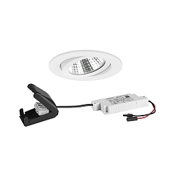 Indbygningslampe rund, svingbar IP20, hvid d�mpbar 6W 640lm 3000K 20-40� 20-40� CRI 80-89