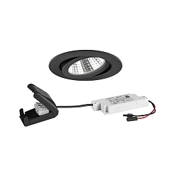 Indbygningslampe rund, svingbar IP20, sort d�mpbar 6W 640lm 3000K 20-40� 20-40� CRI 80-89
