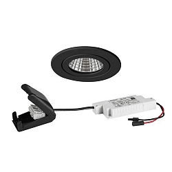 Indbygningslampe ITANSA R BB15 rund LED IP54, sort mat d�mpbar 6W 680lm 3000K 20-40� 20-40� CRI 80-89