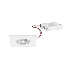 Udend�rs indbygningslampe BB21 firkantet, stiv IP65, pulverlakeret, hvid mat d�mpbar