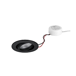 Indbygningslampe TIRREL-R rund, svingbar IP20, sort d�mpbar 6W 680lm 3000K 38� 38� CRI >80