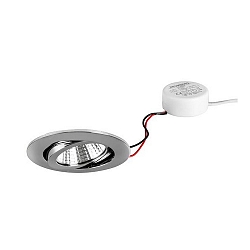 Recessed LED spot set BB03 with round converter, IP20, round, 230V, 6W 3000K 640lm 38�, swivelling 30�, dimmable, chrome