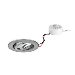 Recessed LED spot set BB03 with round converter, IP20, round, 230V, 6W 3000K 640lm 38�, swivelling 30�, dimmable, matt nickel