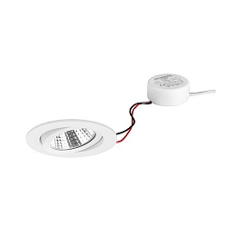 Indbygningslampe rund, svingbar IP20, hvid d�mpbar 6W 640lm 3000K 20-40� 20-40� CRI 80-89