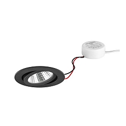 Indbygningslampe rund, svingbar IP20, sort d�mpbar 6W 640lm 3000K 20-40� 20-40� CRI 80-89