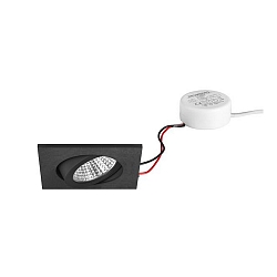 Indbygningslampe svingbar, firkantet IP20, sort d�mpbar 6W 640lm 3000K 20-40� 20-40� CRI 80-89