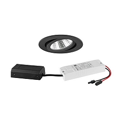 Indbygningslampe rund, svingbar IP20, sort d�mpbar 6W 640lm 3000K 20-40� 20-40� CRI 80-89