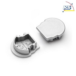 End caps set for Surface mount LED profile P03-12 (BRUM-53431070), silver