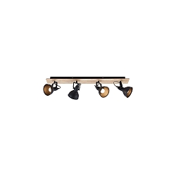 Loftlampe DACTYL 4-flammer, justerbar E14 IP20, tr� lys, sort mat d�mpbar