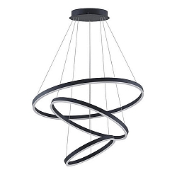 pendant luminaire GRAHAM 3-fold, ring shape IP20, black matt dimmable