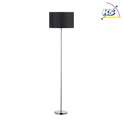 Floor lamp with textile shade, height 163cm /  40cm, E27 max. 100W, with cord switch, chrome / chintz black