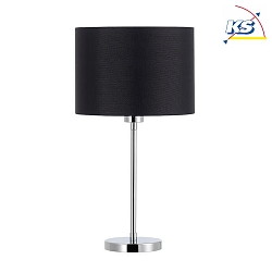 Table lamp with textile shade, height 53cm /  25cm, E27 max. 60W, with cord switch, chrome / chintz black