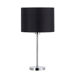 Bordlampe med afbryder, med sk�rm E27, chrom, sort d�mpbar