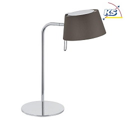 Table lamp with textile shade, height 45cm / head 180 swivelling, G9, with cord switch, chrome / chintz brown