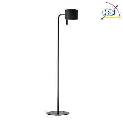 Floor lamp with textile shade, height 115cm / head 180 swivelling, G9, with cord switch, powder black / chintz black
