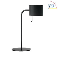 Table lamp with textile shade, height 45cm / head 180 swivelling, G9, with cord switch, powder black / chintz black