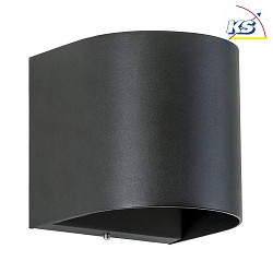 Outdoor LED wall luminaire, IP54, round, 230V AC, Up/Down, 10W 3000K 800lm, alu / acrylic, structured black