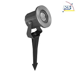 LED ground spike luminaire, IP65, 230V AC, 6W 3000K 450lm 40, with 200cm power cable and plug, structured black