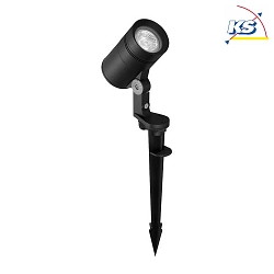 LED ground spike luminaire, IP65, 230V AC, 8W 3000K 600lm 30, with 200cm power cable and plug, structured black
