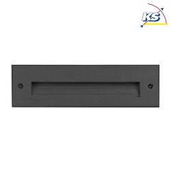 Recessed outdoor LED wall luminaire, IP65, square, H/B 7.5/25.5cm, 230V, 6W 3000K 230lm, structured black