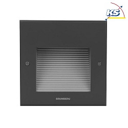Recessed outdoor LED wall luminaire, IP65, square, H/B 16/16cm, 230V, 2W 3000K 100lm, structured black