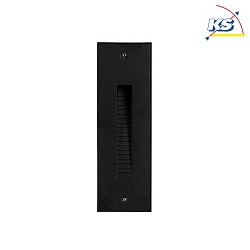 Recessed outdoor LED wall luminaire, IP65, square, H/B 19.5/6.3cm, 230V, 2W 3000K 100lm, structured black