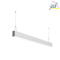 Suspended LED profile luminiaire BIRO40, 114.4cm, direct, UGR<25, satined, CRi >90, On/Off, 31.4W 3000K, silver