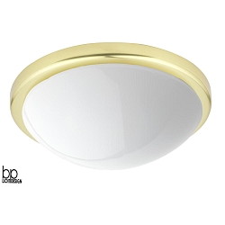 Ceiling luminaire, polished brass chaplet / opal glossy glass,  32cm, 2x E27 max. 60W