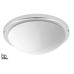 Premium ceiling luminaire, polished chrome chaplet / opal glossy glass,  26.5cm, E27 max. 60W