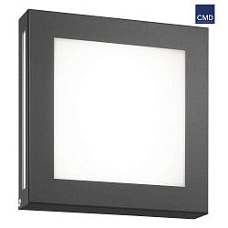 Outdoor LED wall luminaire 22 x 22cm with motion detector, IP44, 12W 3000K, stainless steel / opal glass, anthracite