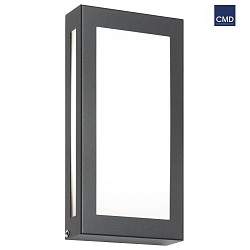 Outdoor LED wall luminaire flat, 28 x 14cm, IP44, 12W 3000K, stainless steel / opal glass, anthracite