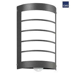 Outdoor wall luminaire 16/1 with motion detector, IP44, E27, stainless steel / opal glass, anthracite