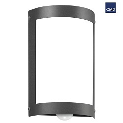 Outdoor wall luminaire 16/3 with motion detector, IP44, E27, stainless steel / opal glass, anthracite