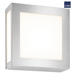 Outdoor wall luminaire 22 x 22cm with motion detector, IP44, E27, stainless steel / opal glass, brushed