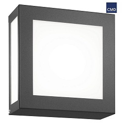 Outdoor wall luminaire 22 x 22cm with motion detector, IP44, E27, stainless steel / opal glass, anthracite