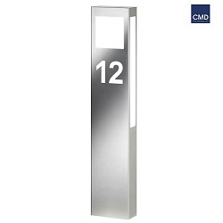 Outdoor floor luminaire, stainless steel with house numbers (cut out), IP44, 80cm, 2G11 (incl.)
