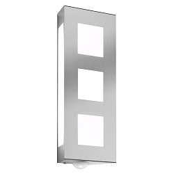 Udend�rs wall luminaire AQUA TRILO 3-fold, firkantet, med bev�gelsesdetektor E27 IP44, rustfrit st�l