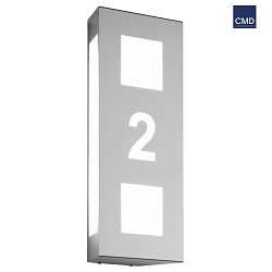 Outdoor wall luminaire AQUA TRILO, with house number (cut out), stainless steel, IP44, E27
